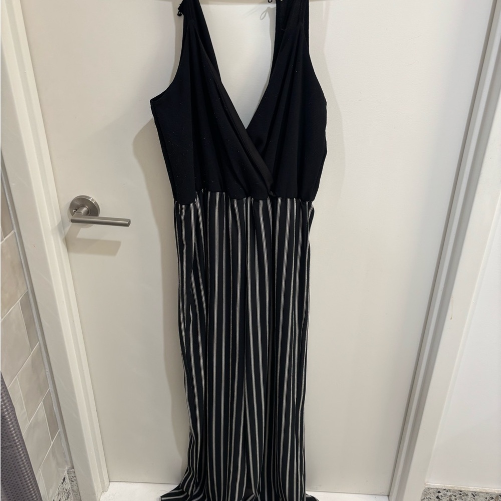 Chic Black and White Striped Jumpsuit